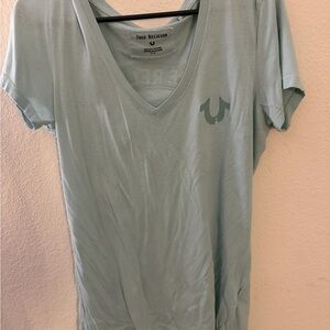 True Religion Sky Blue V-Neck Tee